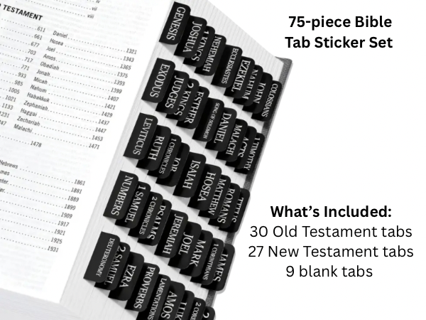 75 Bible Tab Stickers (Black & White)