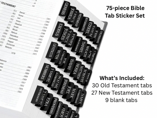 75 Bible Tab Stickers (Black & White)